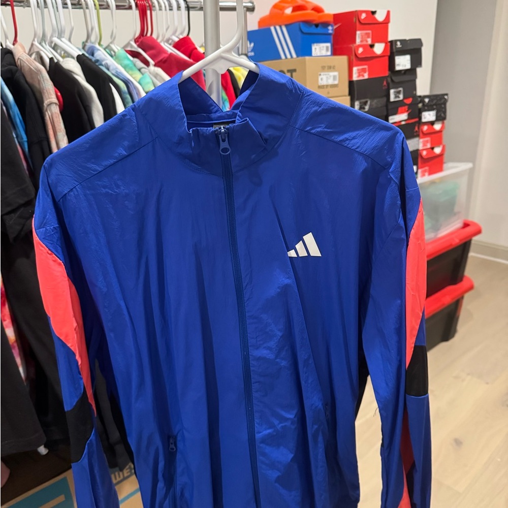 90s vintage Adidas Men's Blue Jacket